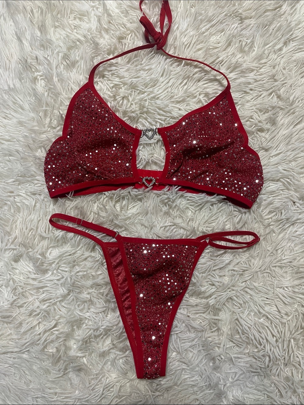 Red Sparkle Rhinestone lingerie Set